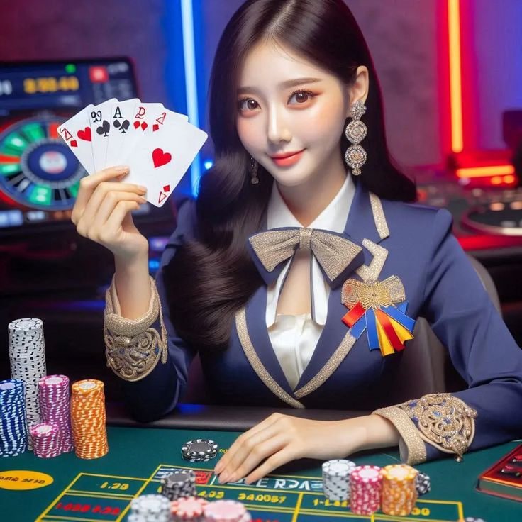Live Casino ကစားနည်း Mobile ဖုန်းဖြင့် Baccarat Table ကြည့်နေသောမြင်ကွင်း